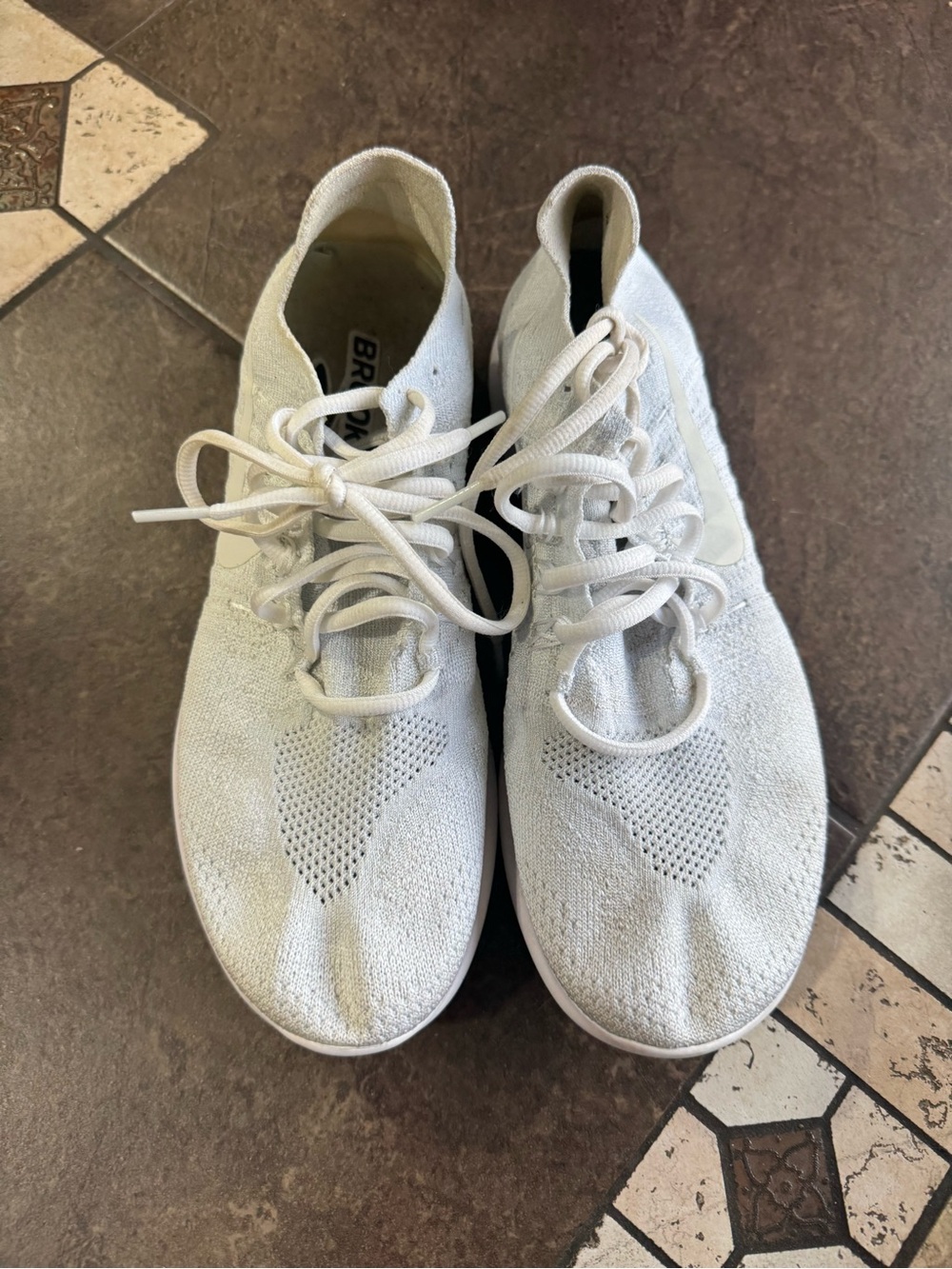 Brooks White Knit Sneakers